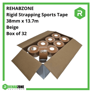 REHABZONE 38mm x 13.7m Rigid Strapping Sports Tape (Box of 32 rolls)