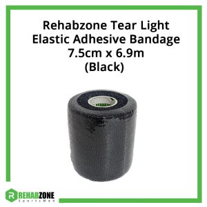 Rehabzone Tear Light Elastic Adhesive Bandage 7.5cm x 6.9m (Black)