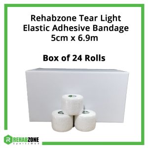 Rehabzone Tear Light Elastic Adhesive Bandage (5cm x 6.9m) Box of 24 Rolls