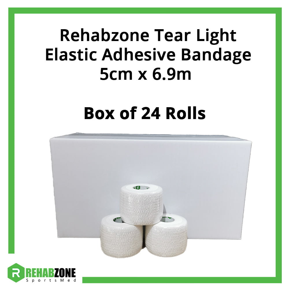 Rehabzone Tear Light Elastic Adhesive Bandage (5cm x 6.9m) Box of 24 Rolls