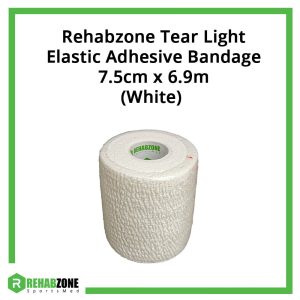 Rehabzone Tear Light Elastic Adhesive Bandage 7.5cm x 6.9m (White)