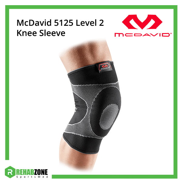 McDavid 5125 Level 2 Knee Sleeve 4-way Elastic w Gel Buttress Frame Rehabzone Singapore