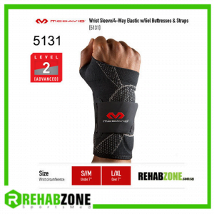 McDAVID 5131 Level 2 Wrist Sleeve/ 4 Way Elastic w/ Gel Buttresses & Straps