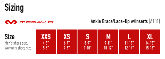 McDavid A101 Sizing Chart Rehabzone Singapore