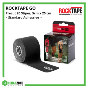 ROCKTAPE GO Pre-Cut 20 Strips 5cm x 25cm / Standard Adhesive / Black