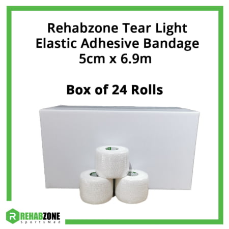 Rehabzone Tear Light Elastic Adhesive Bandage 5cm x 6.9m Box of 24 Rolls Frame Rehabzone Singapore